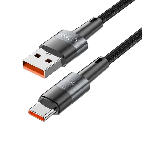USB-C - USB-A 66W 6A 0,25m kabel - grå