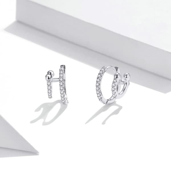 Pendientes de aro doble de plata 925