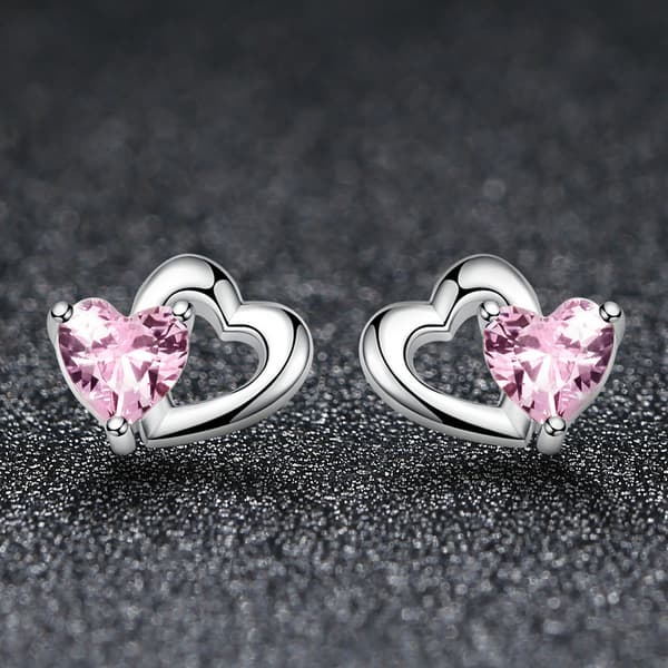 Pendientes de plata con doble corazón en plata 950