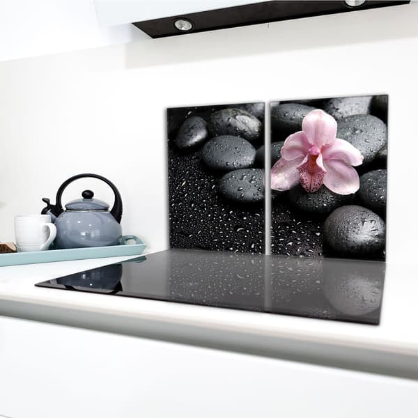 Lasinen suojalevy liedelle 2x40x52 Orchidea