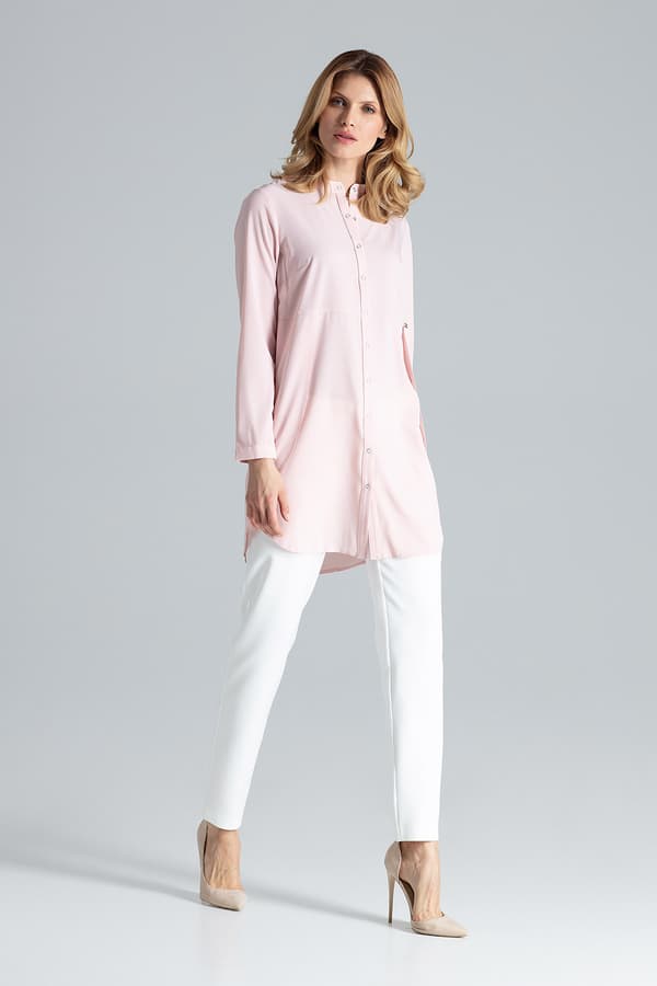 Lang damesoverskjorte - oversize rosa M545 størrelse L