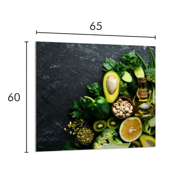 GLASPANEL FÖR KÖK 65x60 Avokado