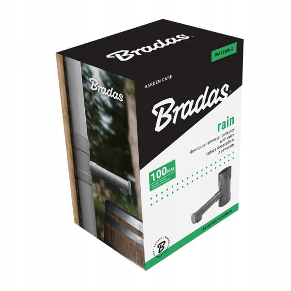 Regnvattenuppsamlare med ventil, BRADAS 100mm, Antracit