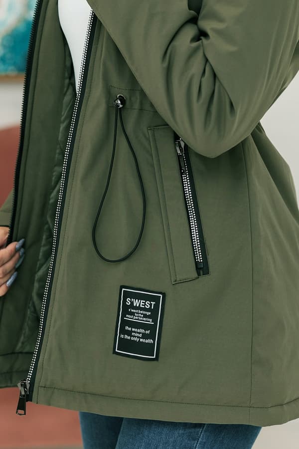 Slimming parka overgangsjacka med hætte forår M marineblå