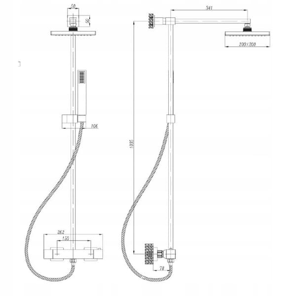 PAN-52 KVADRATISKT DUSCHSET
