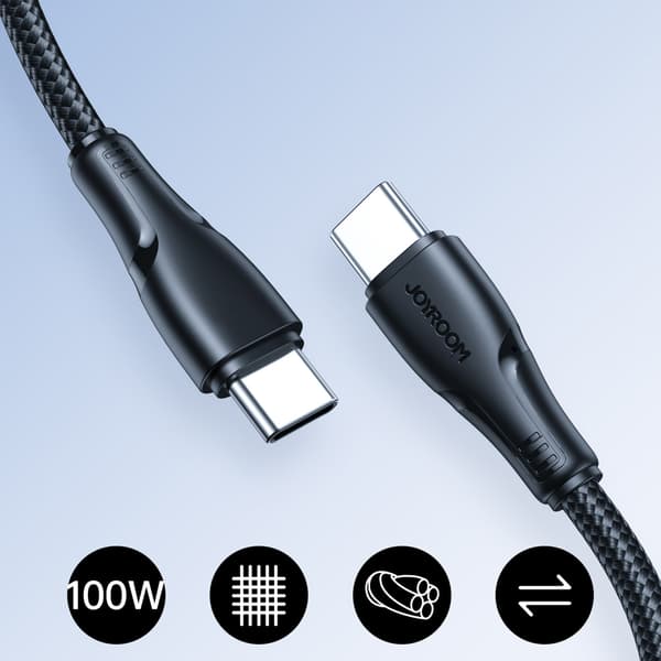 USB-C 60W Punottu Kaapeli 0.25m - Musta
