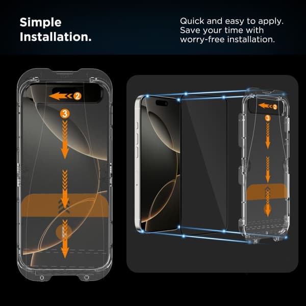 Härdat glas för iPhone 15/16 med Quick Set+ monteringsram - 2 st.