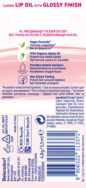 Nivea Caring Lip Oil Clear Glow 5,5 ml