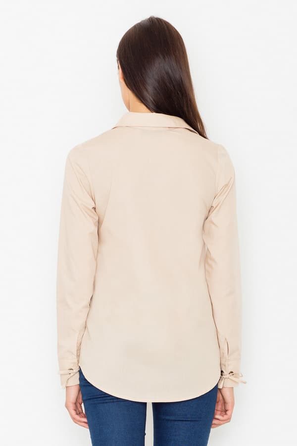 Knyttet halsskjorte beige størrelse M