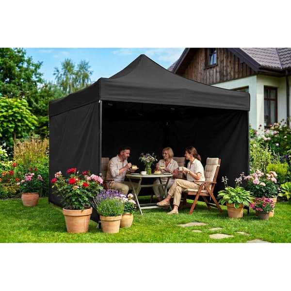 Puutarhapaviljonki 3 seinällä, 3 x 3 m, musta, Plonos