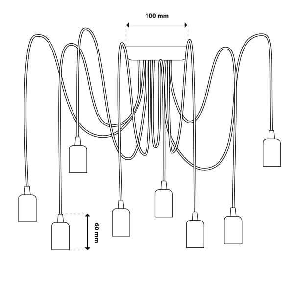 ARANE SPIDER loftslampe, 8 arme, til LED, 8x E27 LUMILED