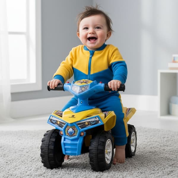 Babykørestol til etårige Quad blå gul
