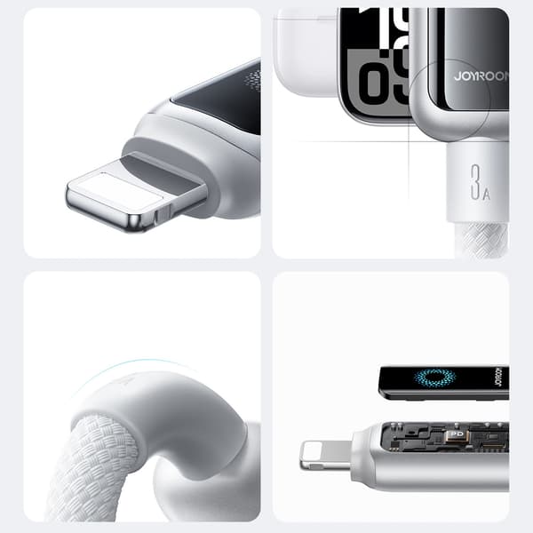USB-A - iPhone Lightning 3A -kaapeli 1.2m - Valkoinen