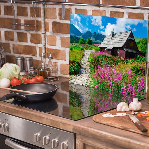 Glasbeskyttelsesplade til komfur 60x52 Mountains