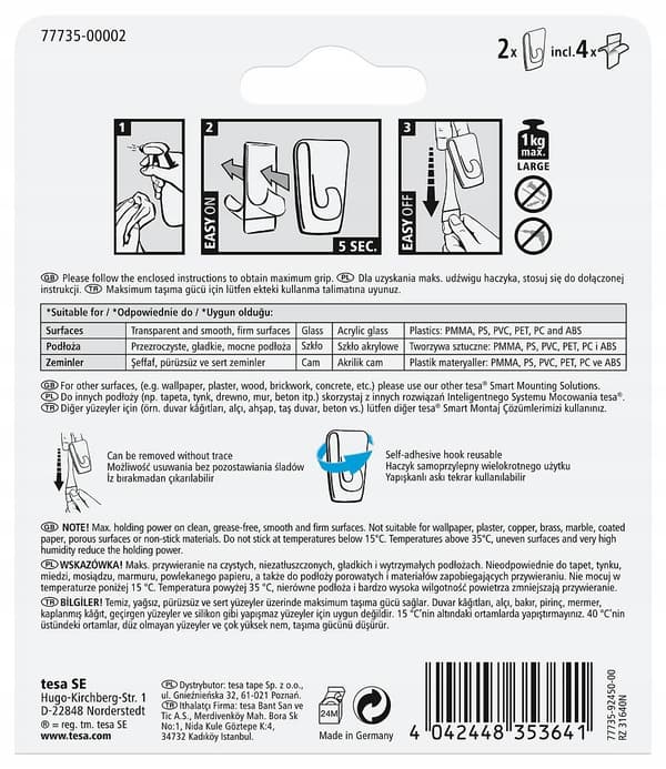 Tesa selvhæftende dekorationskroge, transparente