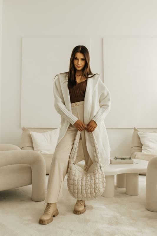 BTD-BK-01 ECRU Quilted Damväska CLOUDY