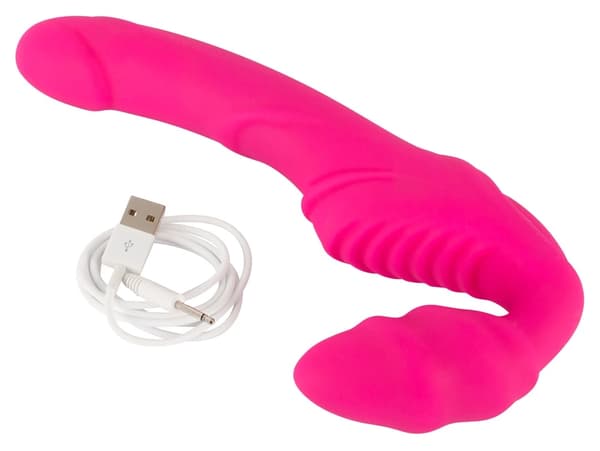 Stropløs StrapOn Vibrator Til Vilde Lege Med 2 Ender Pink
