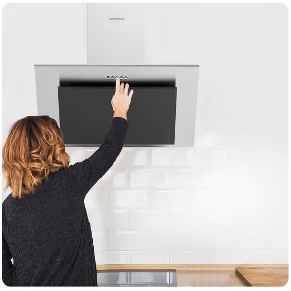 Emhætte med skorsten 60 cm inox + sort BT-209
