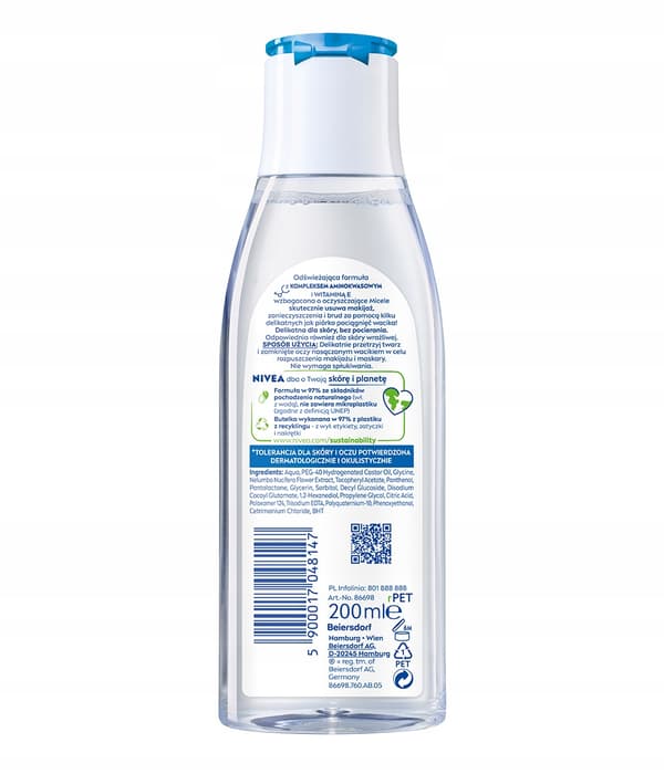 Nivea Refreshing Misellivesi normaalille ja sekaiholle 200 ml
