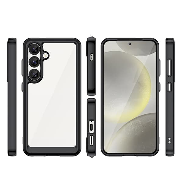 Samsung Galaxy S25 Edge Outer Space-cover med fleksibel ramme - Sort