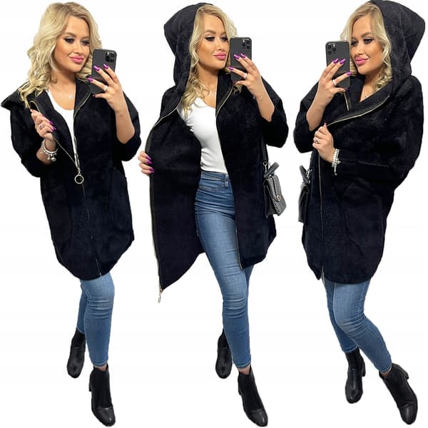 ALPACA LYNLÅSFRAKKE ULD FARVER oversize LANG MARINEBLÅ