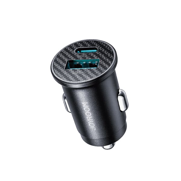 Mini 15W USB-A USB-C Biloplader - Sort