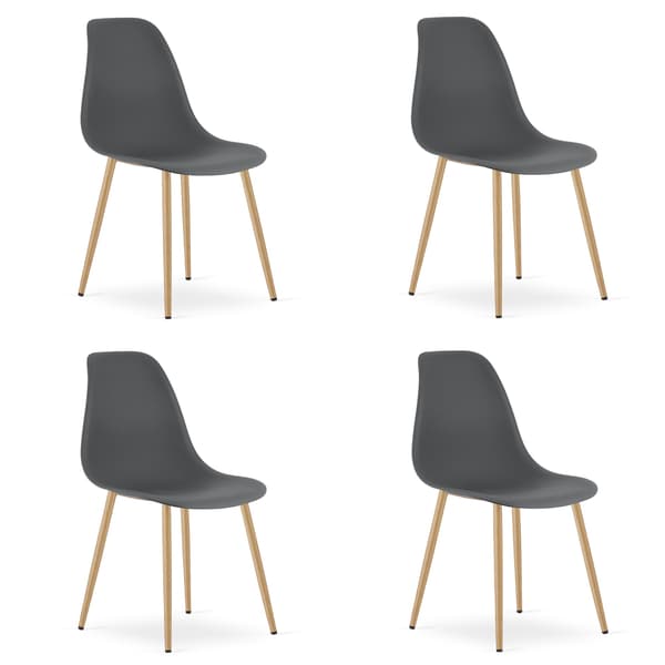 WAT stol mørkegrå / naturlige ben x 4