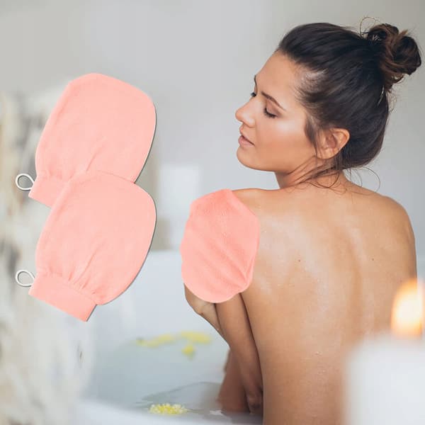 Eksfolierende krops peeling handske 2 stk. mix84_GRØN