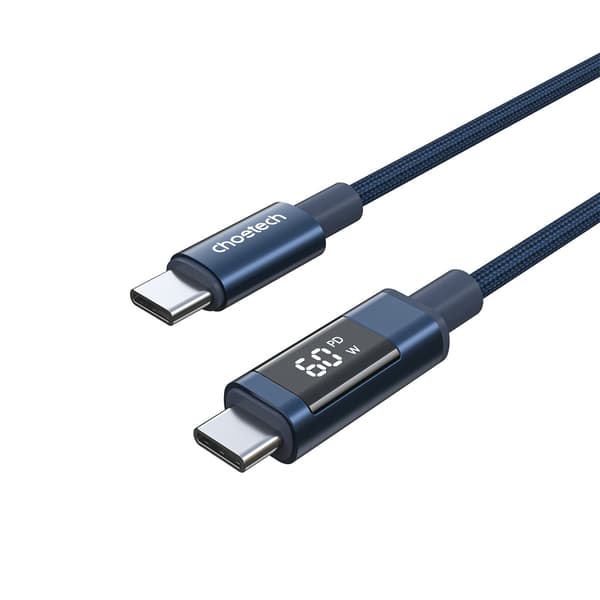 USB-C-kaapeli näytöllä PD 60W 1.2m - Sininen