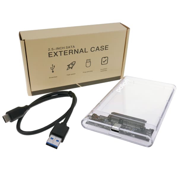 2,5" SATA USB 3.2 HDD/SSD-bås USB-C -> USB-A | gennemsigtig