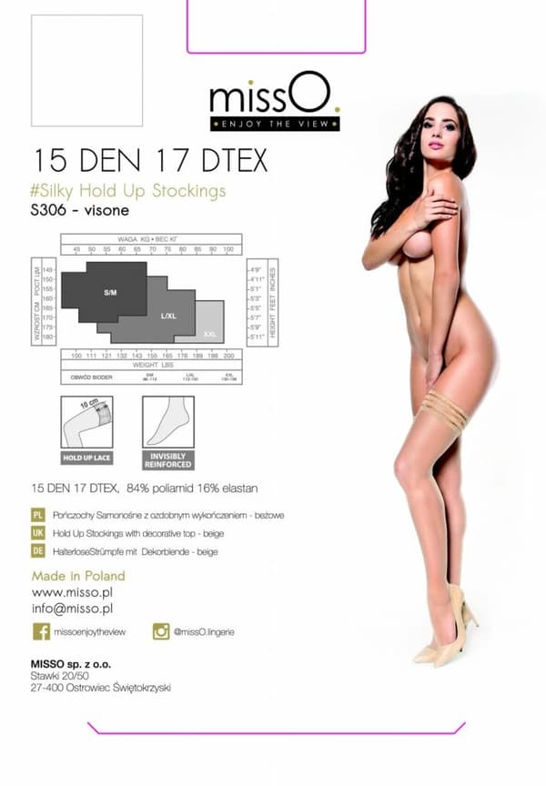 MissO S306 Beige SM Stay-Up Strømper