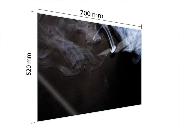 GLASSKYDDSPLÅT FÖR SPIS 70x52 RÖK
