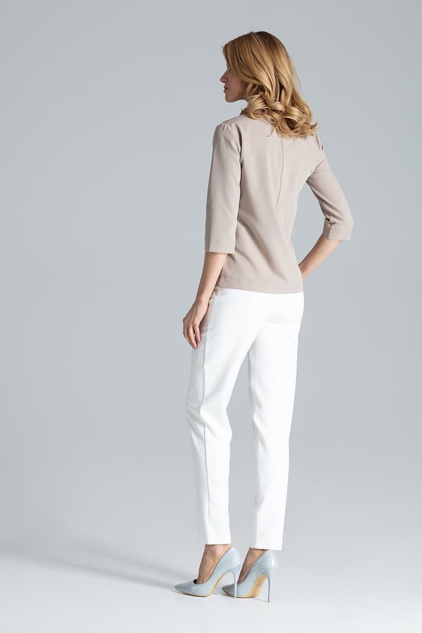 Elegant lyserød bluse - beige formel bluse M393 størrelse M