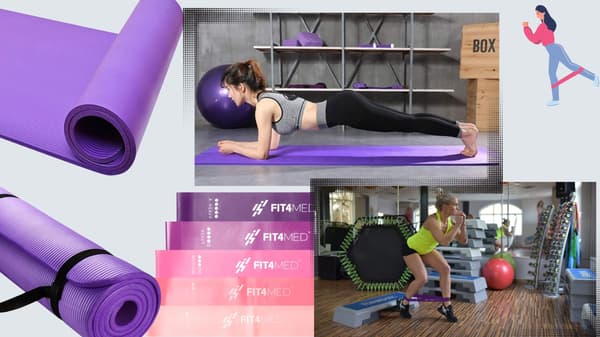 Elastikbånd til fitnessøvelser + måtte