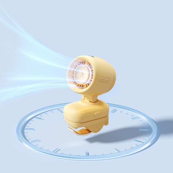 Mini klapvognsventilator med metalklips 5000mAh - Gul