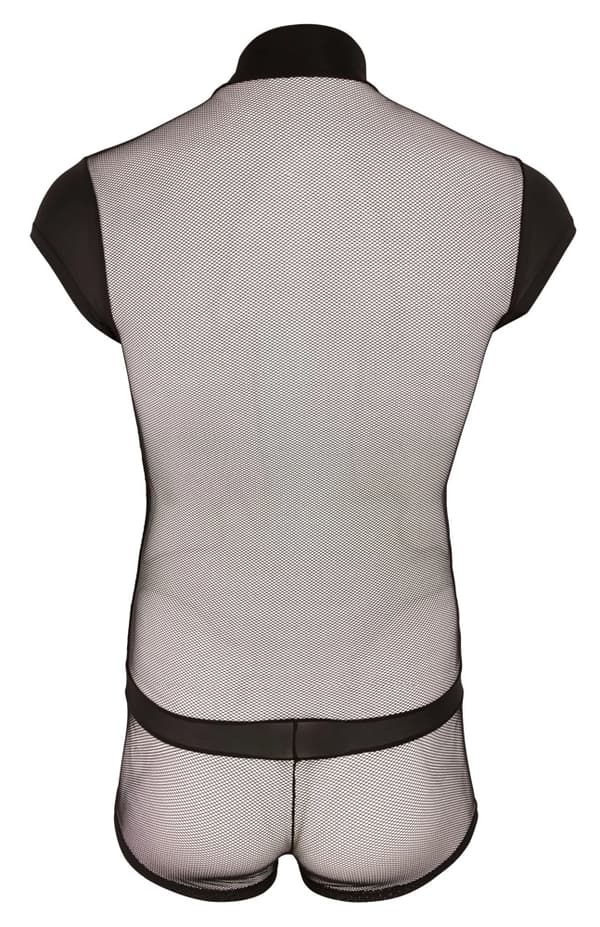 Svenjoyment Herre Mesh Bodysuit med Sorte Stropper og Lynlås M