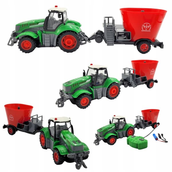 Fjärrstyrd traktor med släp och ljusspridare