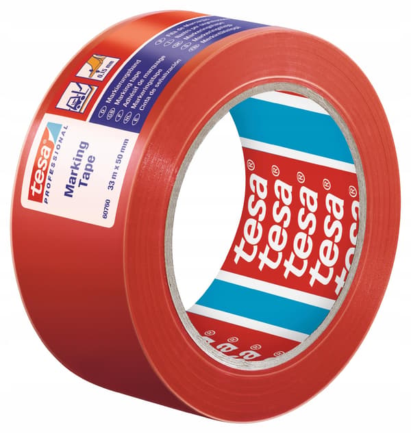 TESA PVC-varningstejp 33m x 50mm, röd