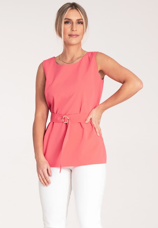 Elegant damblus off-shoulder korallblus storlek L
