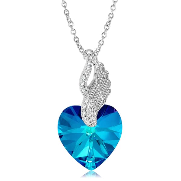 Collar de cadena de plata 925 con alas de corazón de Trusky