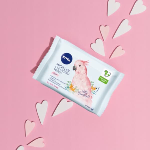 Nivea Caring Micellar rensewipes 3-i-1 til makeup-fjernelse 25 stk.