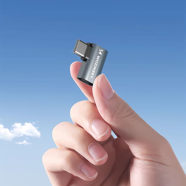 Vinklad sidadapter USB-C 40Gb/s 240W 8K OTG - grå