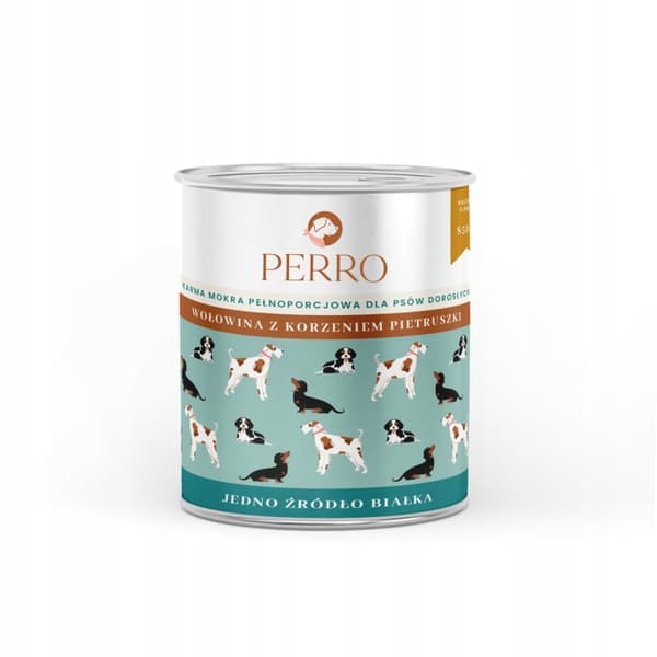 Perro våtfoder för hund med nötkött och persiljerot, 6x850g