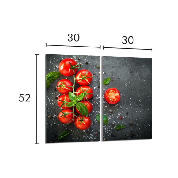 Glasbeskytter til komfur 2x30x52 tomater