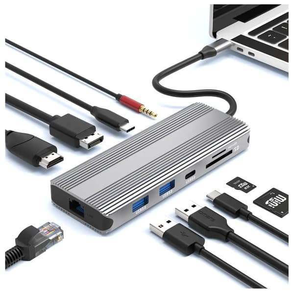 USB-C-hubb HDMI 2.1 DP 8K 30Hz 4K 120Hz PD 100W för Windows/Mac/Linux/Konsol