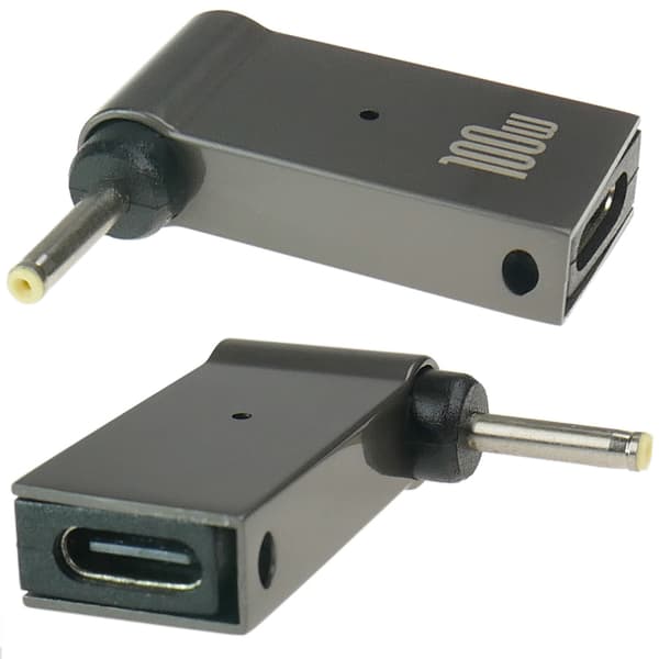 USB-C-adapter til strømforsyning af bærbar computer med 2,5x0,7 mm stik