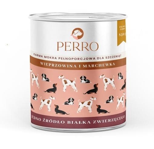 PERRO Svinekød og gulerødder til hvalpe 6x850 g