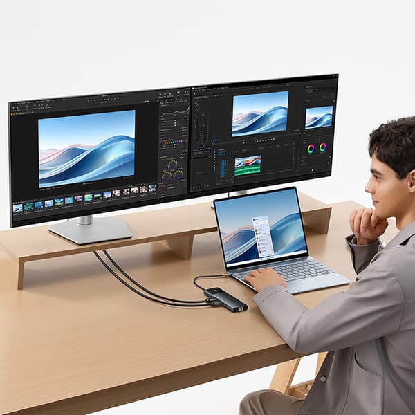 HUB-sovitinjakaja 10in1 HDMI USB-A USB-C RJ45 SD TF - harmaa