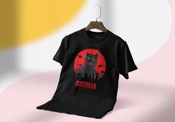 Catzilla Godzilla T-paita Cat Mom R. L