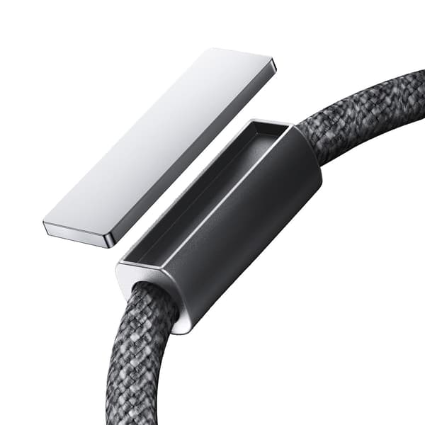 USB-C - iPhone Lightning -kaapeli magneettisella pidikkeellä 1,2 m - harmaa